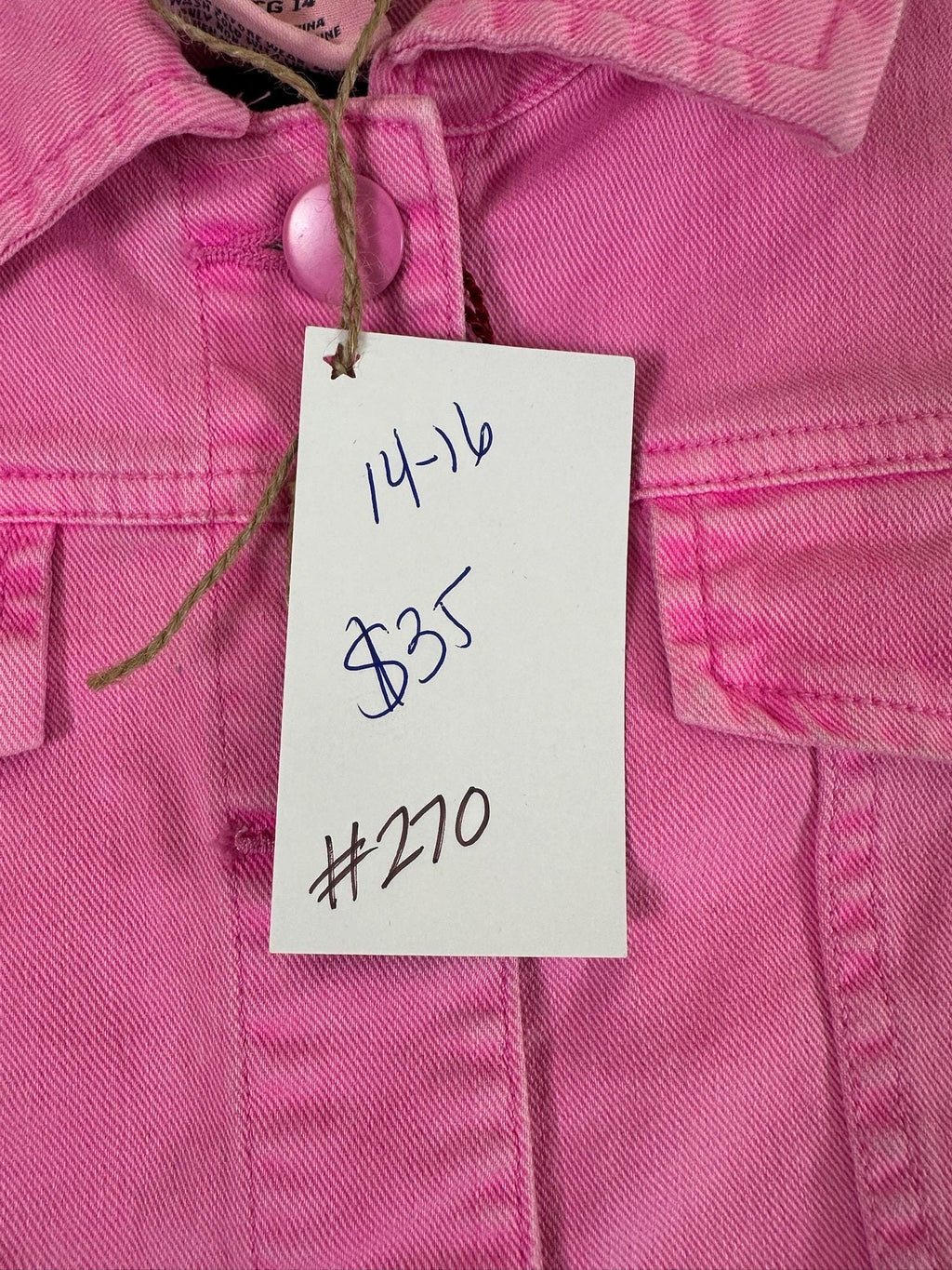 Girls Pink Denim Jacket (Youth 14/16) | Floral Truck, Cottagecore Style