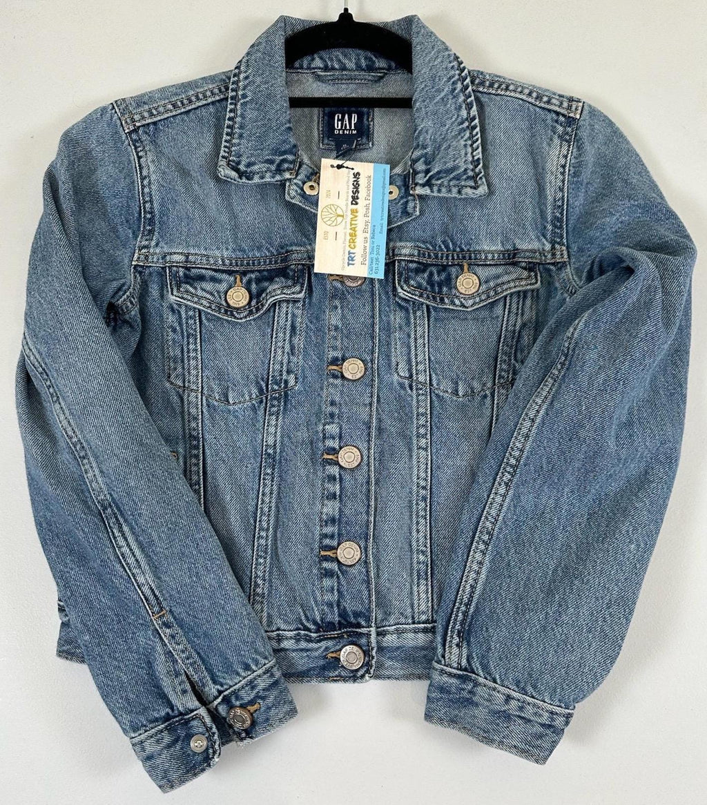 Upcycled NY Jets Kids Denim Jacket | Youth Size 12, Football Fan