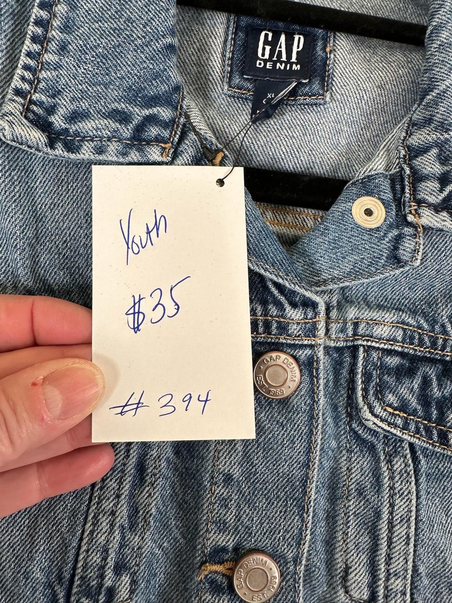 Upcycled NY Jets Kids Denim Jacket | Youth Size 12, Football Fan