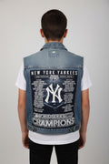 Upcycled Denim Vest Kids Baseball Style Patch One of a Kind Large
