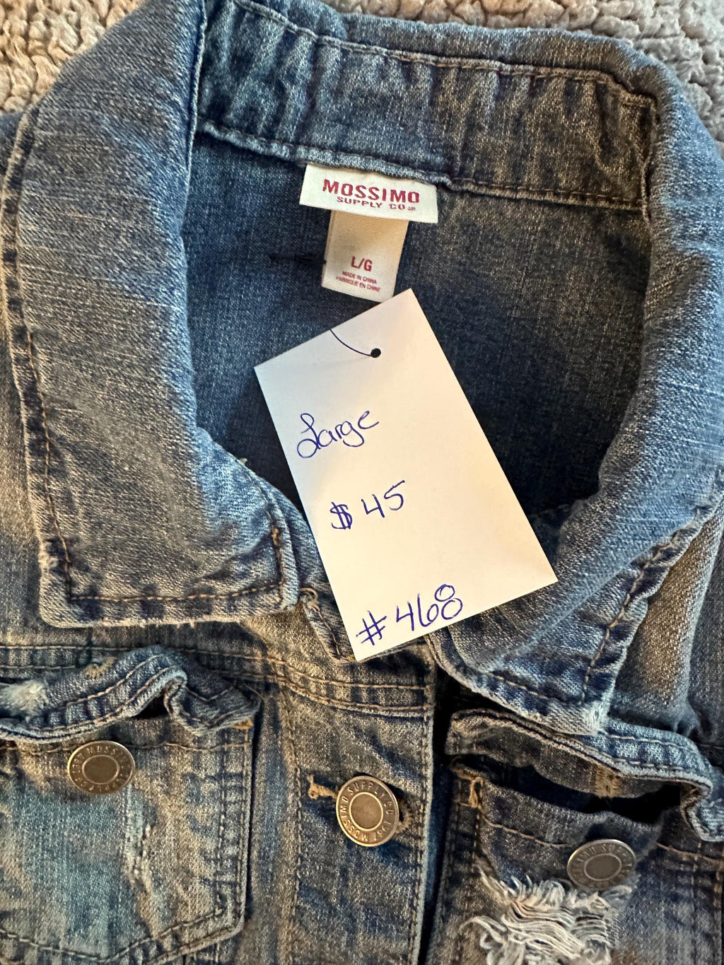 Upcycled Denim Vest Kids Baseball Style Patch One of a Kind Large