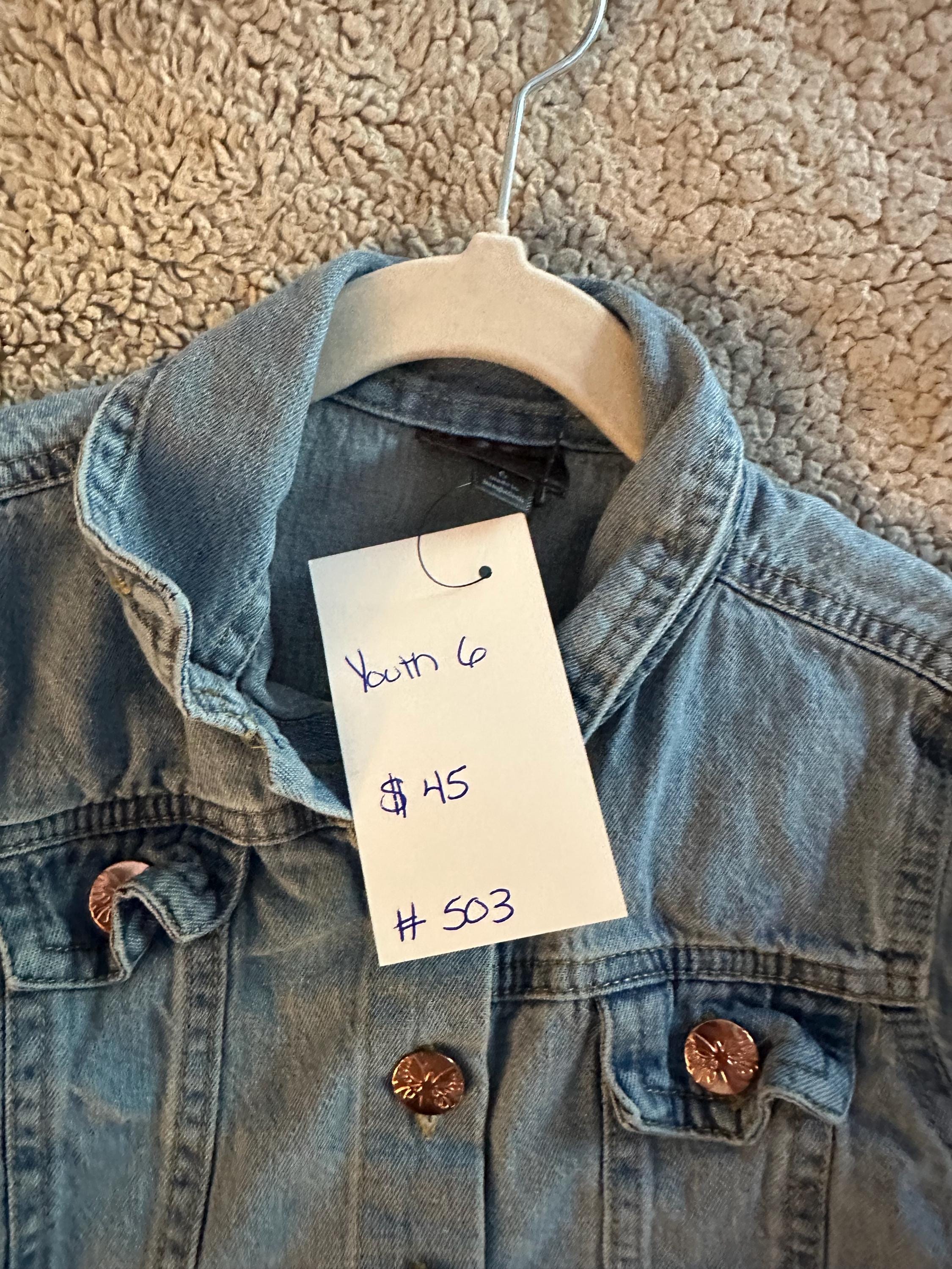 Upcycled Toddler Denim Jacket Seahorse Patch Girls Size 5 Handmade