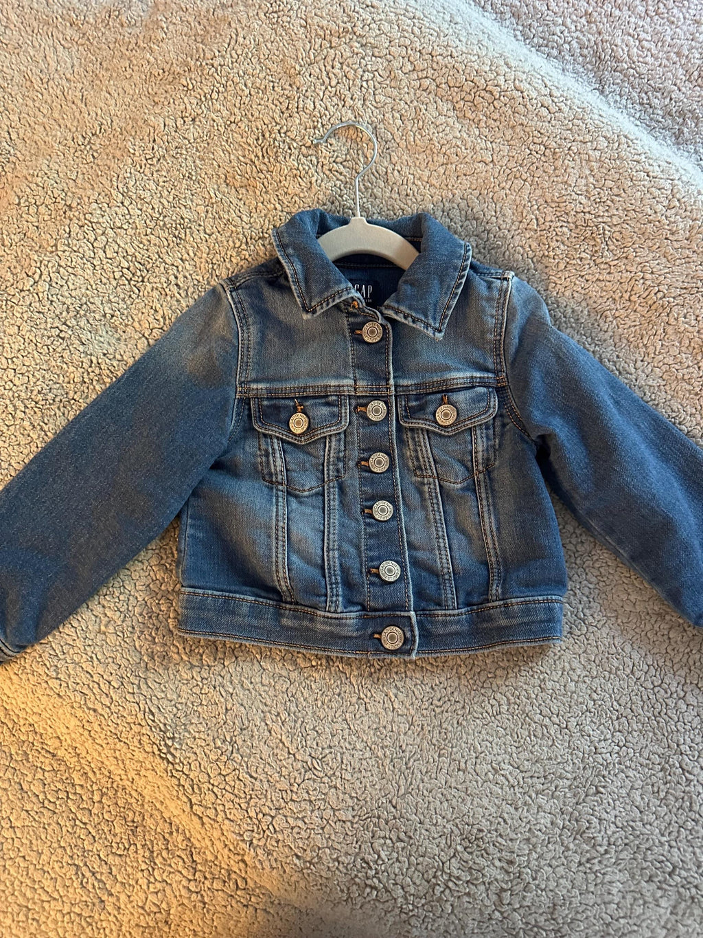 Upcycled Toddler Denim Jacket Butterfly Patch Girls Size 3T Handmade