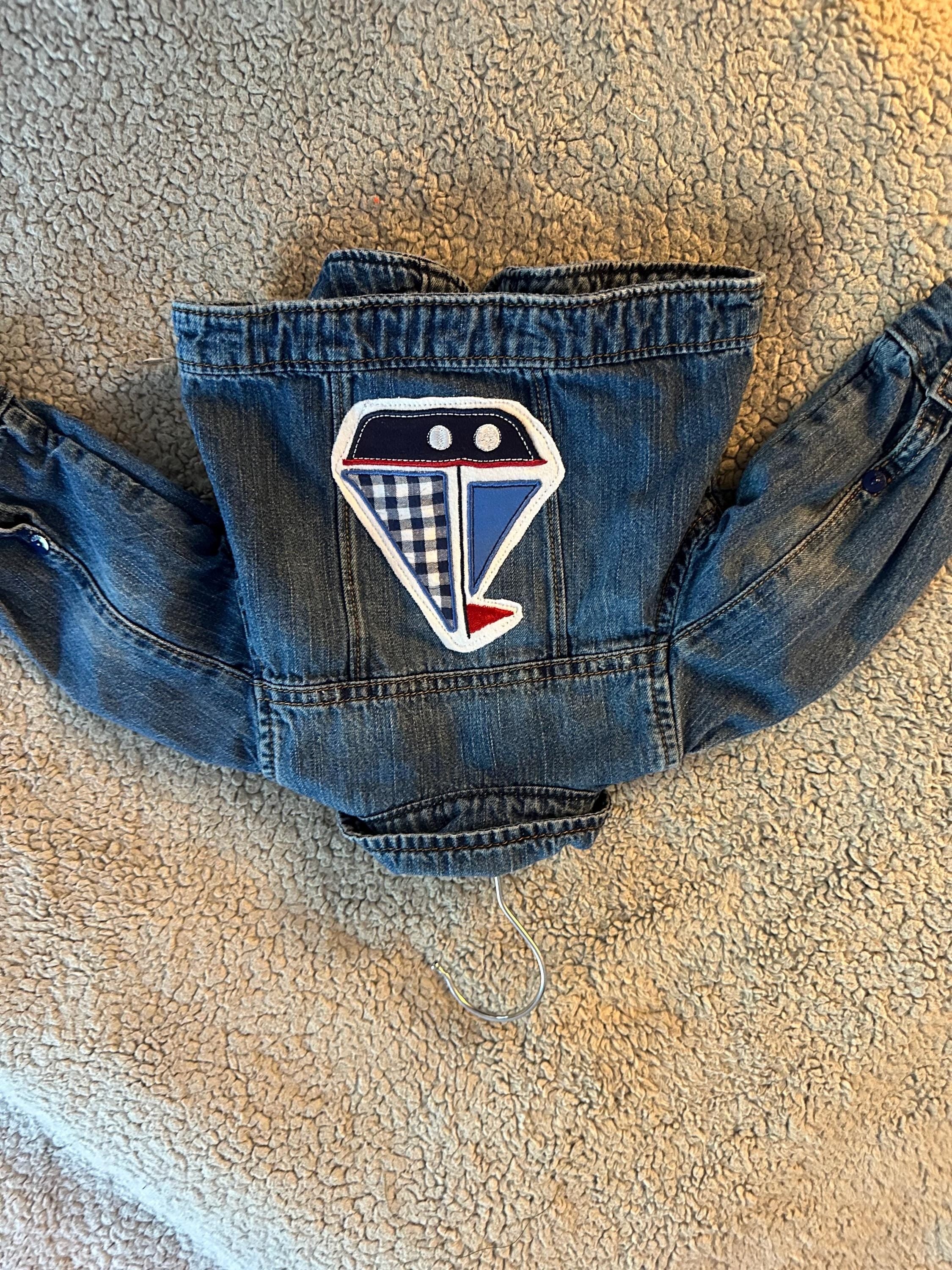 Baby Denim Jacket Sailboat 0-6M Nautical Infant Jean Jacket Gift