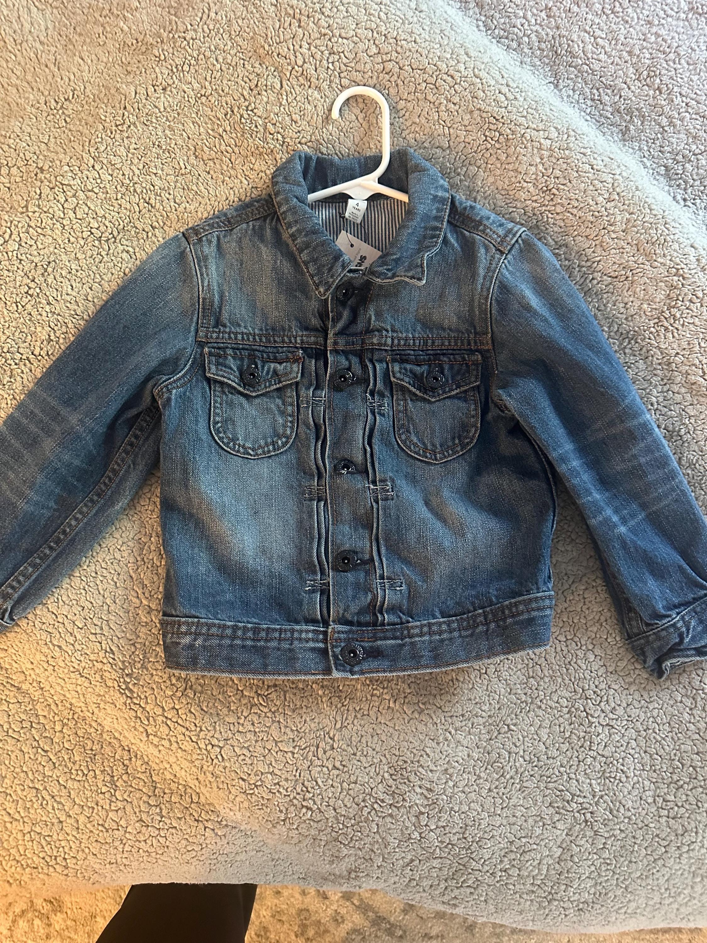 Dinosaur Denim Jacket | Kids Dino Jean Jacket | Upcycled Toddler Jacket | Colorful T-Rex Jacket | Size 4T | Handmade Kids Clothing