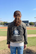 New York Yankee Baseball Denim Jacket | Upcycled Youth Jean Jacket | Baseball Fan Jacket | Youth Size 10 | One of a Kind Kids Jacket