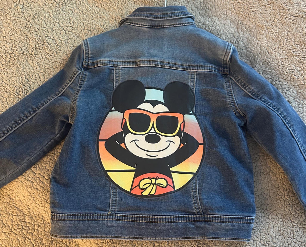 Mouse Inspired Denim Jacket | Youth Jean Jacket | Retro Cartoon Style Jacket | Upcycled Kids Jacket | Youth Small | One of a Kind