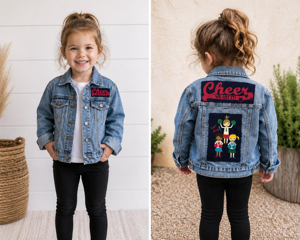 Toddler Cheer Denim Jacket | Upcycled Kids Jean Jacket | Girls Size 3T