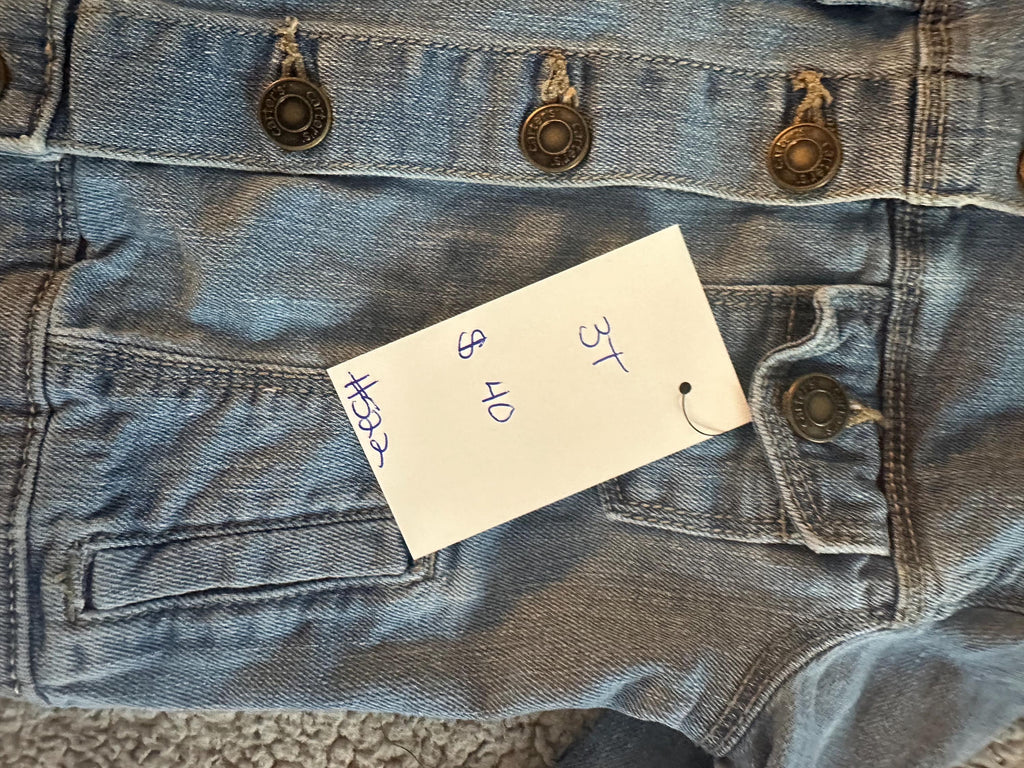Toddler Cheer Denim Jacket | Upcycled Kids Jean Jacket | Girls Size 3T